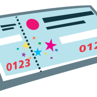 image depicting full colour, numbered and perforated raffle ticket